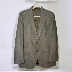 Vintage H.I.S Western Sports Coat 40R Tweed Suede Elbows Leather Buttons USA